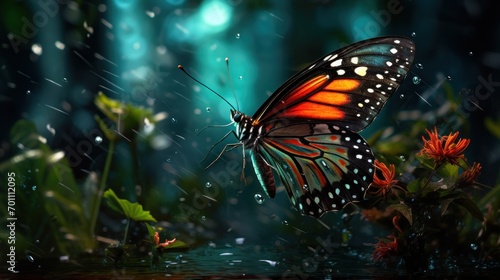 Butterfly with raindrops on its wings. Butterfly in the rain © Bilal