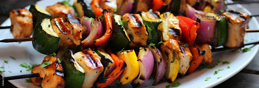grilled meat with vegetables and spices