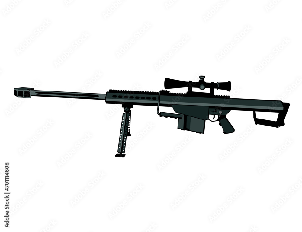 Barrett M82. A sniper rifle with telescopic sights. Vector image for prints, poster and illustrations. Barrett M82. A sniper rifle with telescopic sights. Vector image for prints, poster and illustrations.