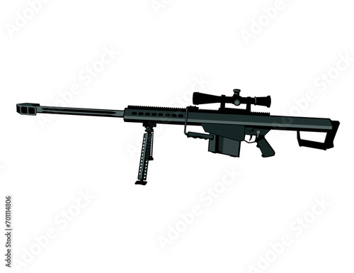 Barrett M82. A sniper rifle with telescopic sights. Vector image for prints, poster and illustrations.