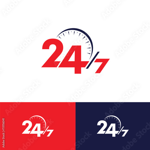 Icon Set for 24/7 Services: These simple illustrations depict the continuous availability of our 24-hour service, operational every day of the week. Versatile elements for logos, UI, and web design, e photo