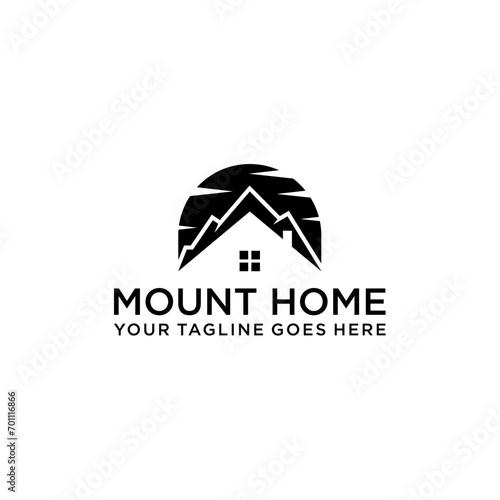 Mountain and home design logo vector template