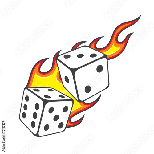 dice on flame vector art illustration design
