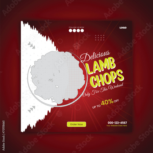 Delicious Lamb Chops Social Media Post Design Template