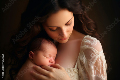 loving mother with her newborn son
