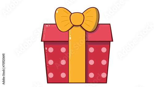 Christmas giftbox, gift box illustration isolated on white, gift box with red ribbon, Suitable for birthday party and festive celebration