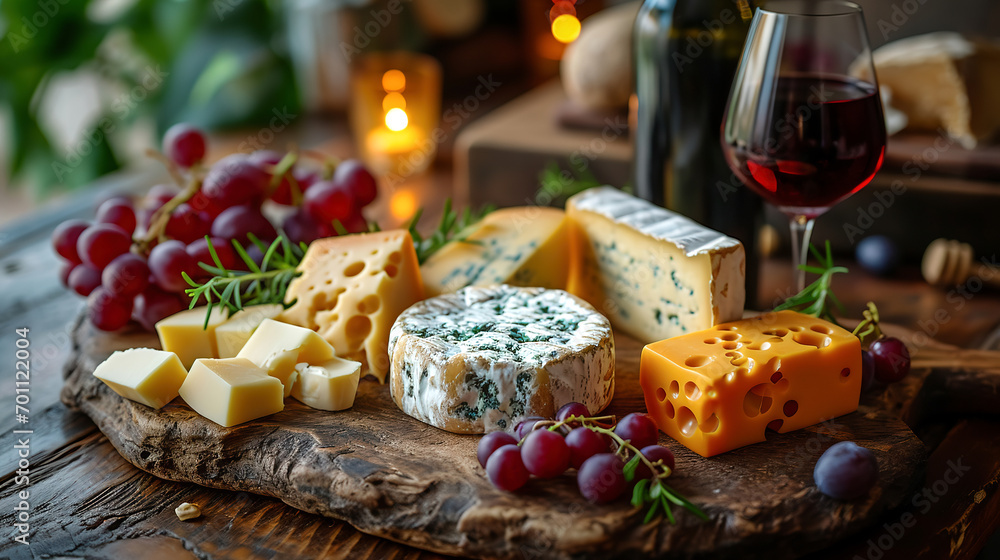 Red wine with cheese and bread served on wooden plank Red wine with cheese and bread served on wooden plank