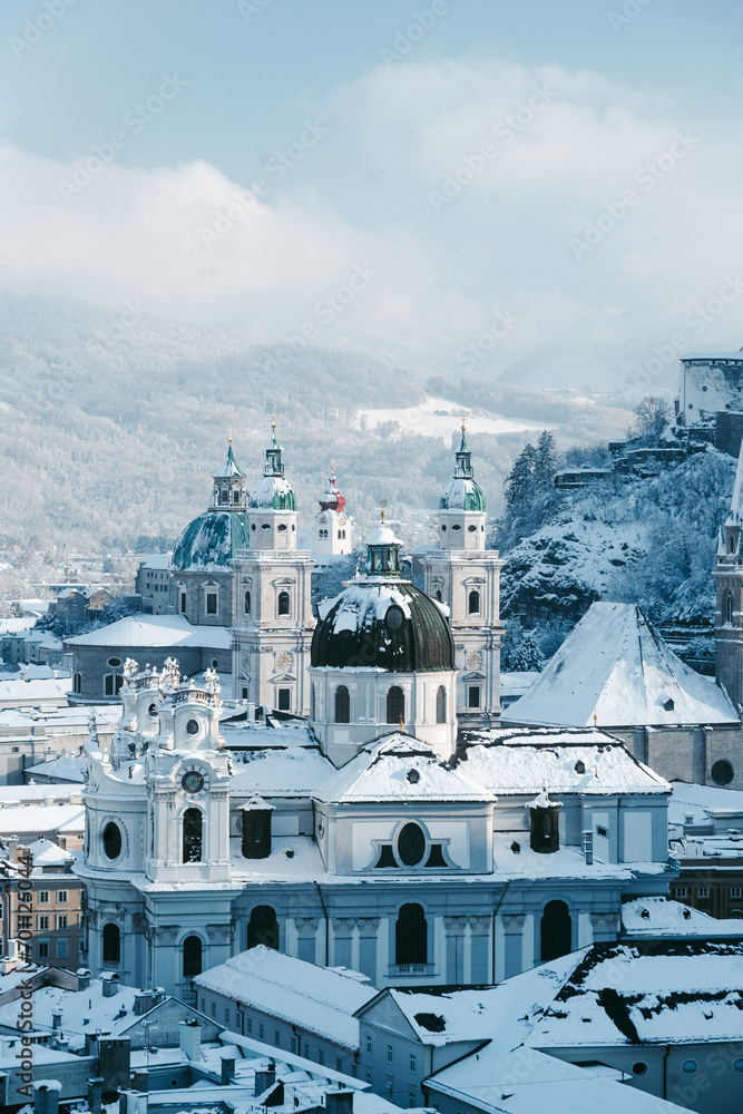 Historic city of Salzburg in winter, Salzburg Land, Austria