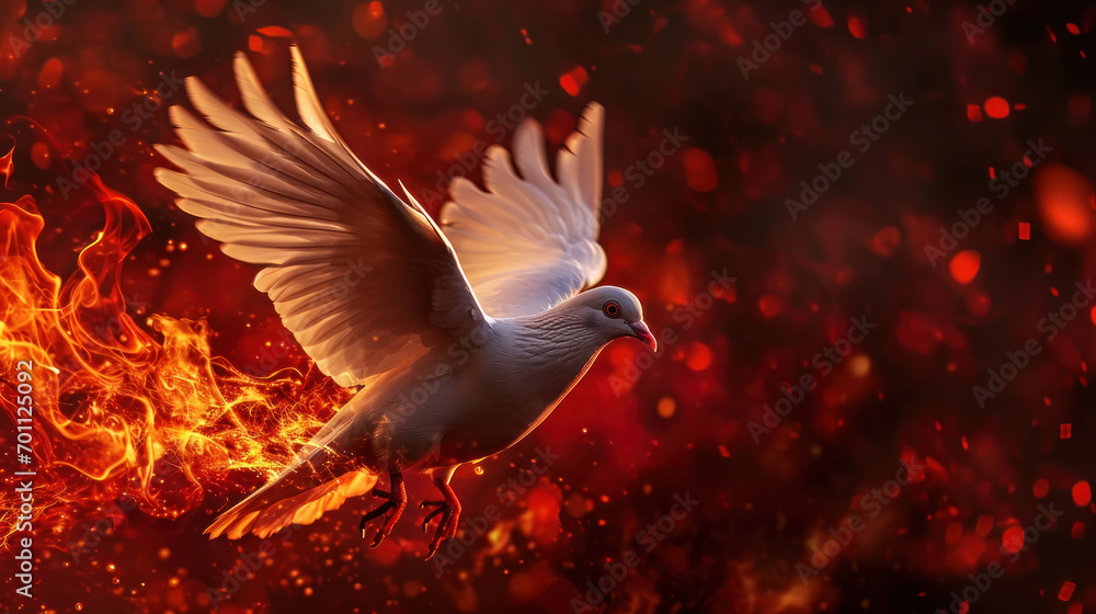 Spirit dove in flame. Pentecost Sunday, Spirit dove in flame. Pentecost Sunday,