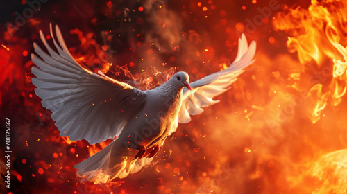 Spirit dove in flame. Pentecost Sunday, photo