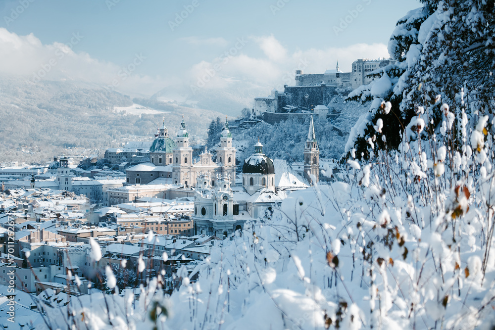 Historic city of Salzburg in winter, Salzburg Land, Austria