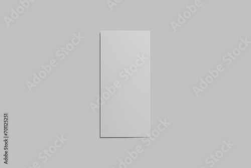 Blank DL bifold brochure on light grey background