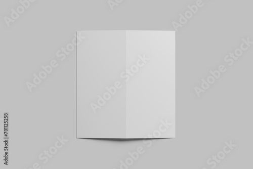 Blank DL bifold brochure on light grey background