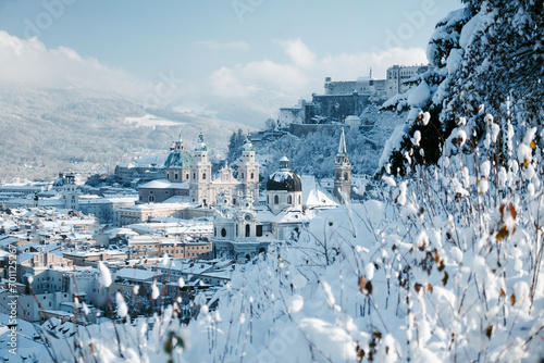 Historic city of Salzburg in winter, Salzburg Land, Austria