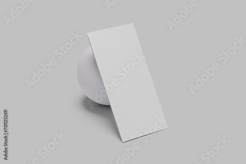 Blank DL bifold brochure on light grey background