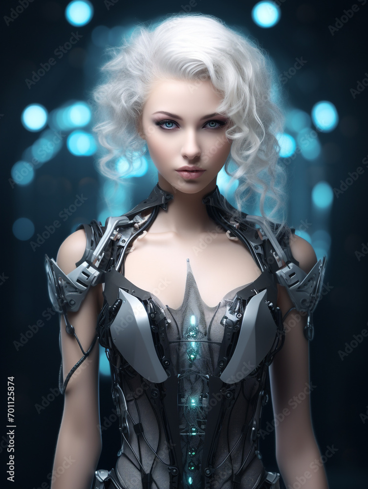 Cyberpunk fashion model portrait
