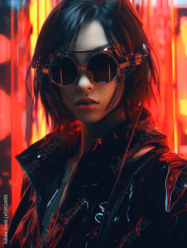 Cyberpunk fashion model portrait