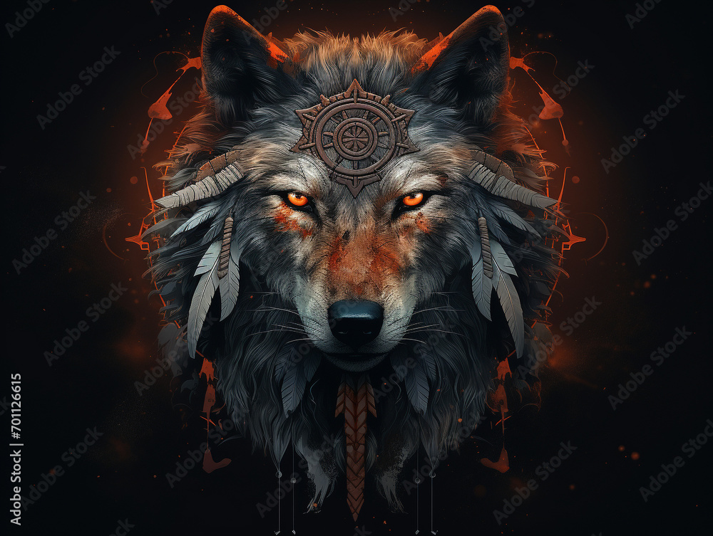 Enigmatic Wilderness: Mystic Wolf Illustration Enigmatic Wilderness: Mystic Wolf Illustration