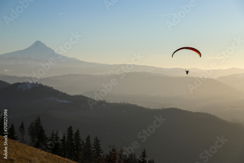 Paraglider with Mt Hood