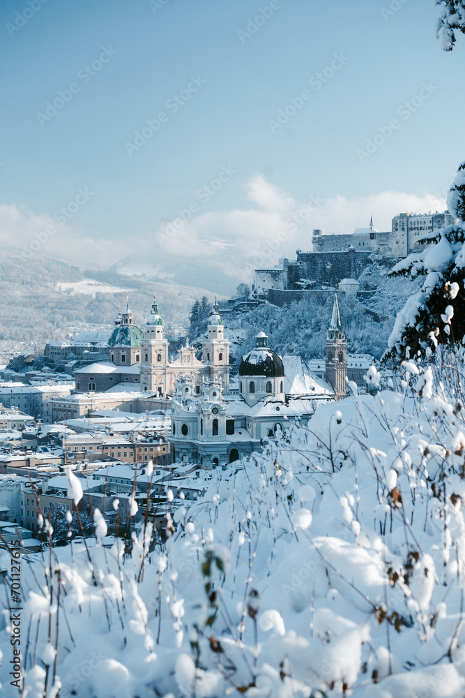Historic city of Salzburg in winter, Salzburg Land, Austria