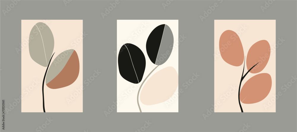 botanical background with branches and leaves. Botanical card, poster, banner, cover.