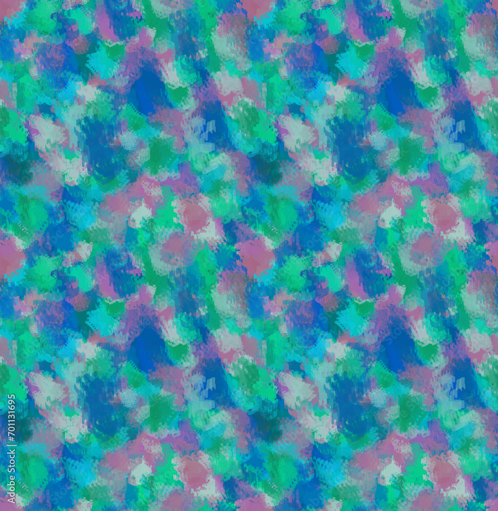 Shades of Blue Impressionistic Seamless Pattern