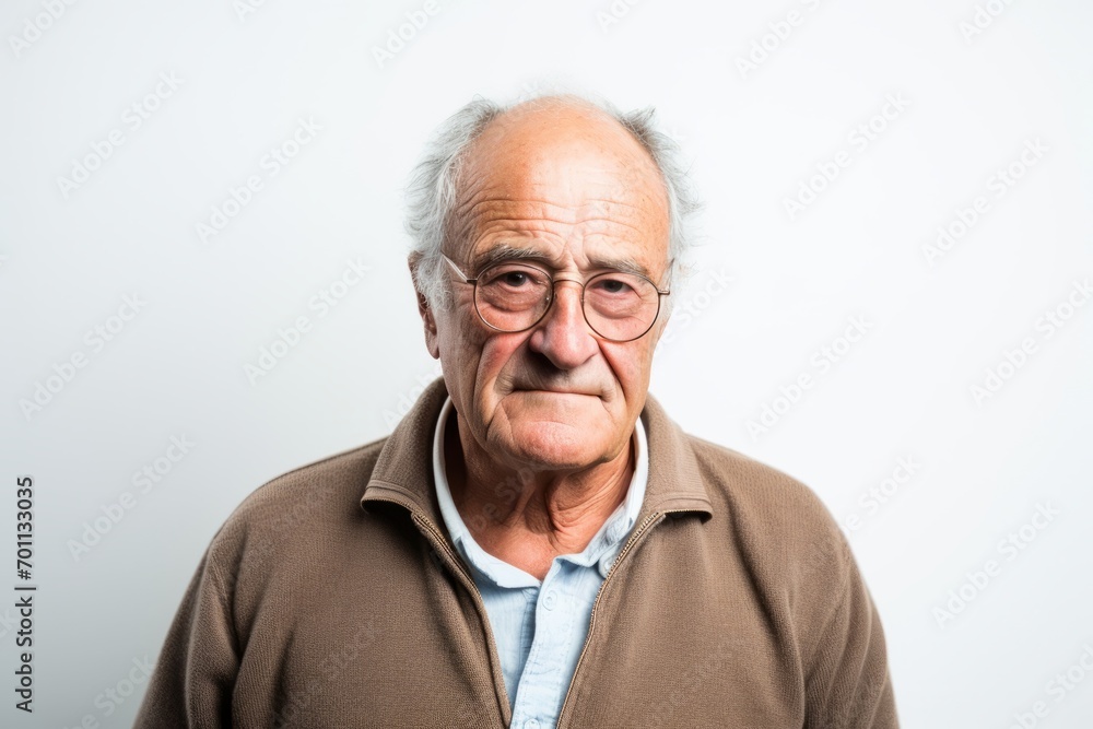 Portrait of an old man with glasses on a white background. Portrait of an old man with glasses on a white background.