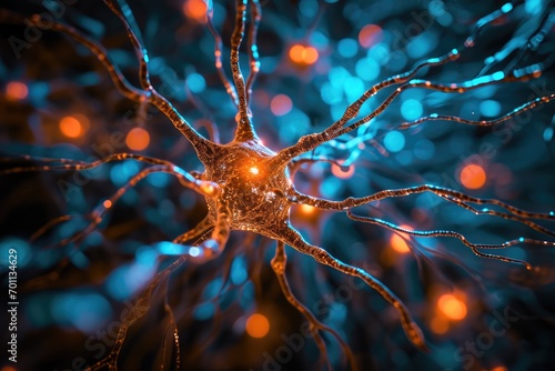 Neural networks weave through the brain, resembling a complex web of connections. The visual encapsulates the intricate dance of signals and processes within the neural landscape.
