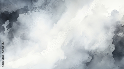 Gray watercolor shades, resembling clouds or smoke, with organic water stains and splatters.