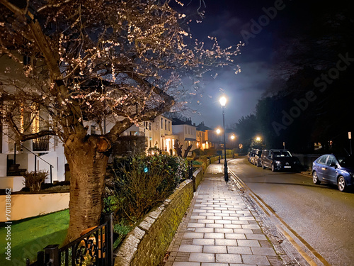  A view along Clarence Crescent at night, a residential street in Windsor photo