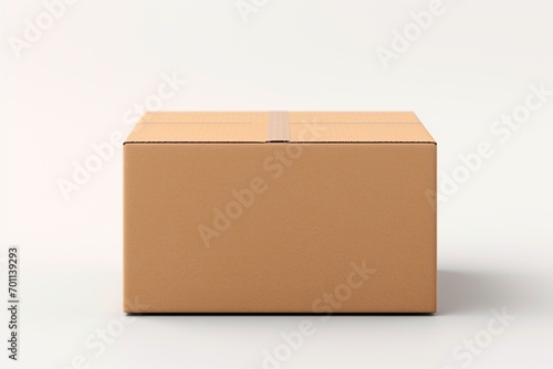 Compact open empty cardboard box with blank label, on a solid white background, for small beauty products, box with a subtle elegance, © Hanzala