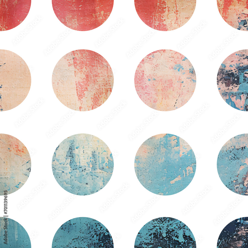 Grunge Textured Polka Dot Pattern, Red Teal Blue Grunge Textured Circle Dot Patterns Grunge Textured Polka Dot Pattern, Red Teal Blue Grunge Textured Circle Dot Patterns
