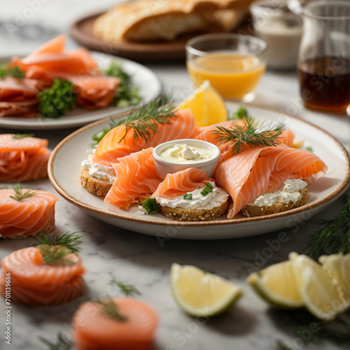 Smoked Salmon Platter - Irresistible Bagel Delight with Creamy Cheese