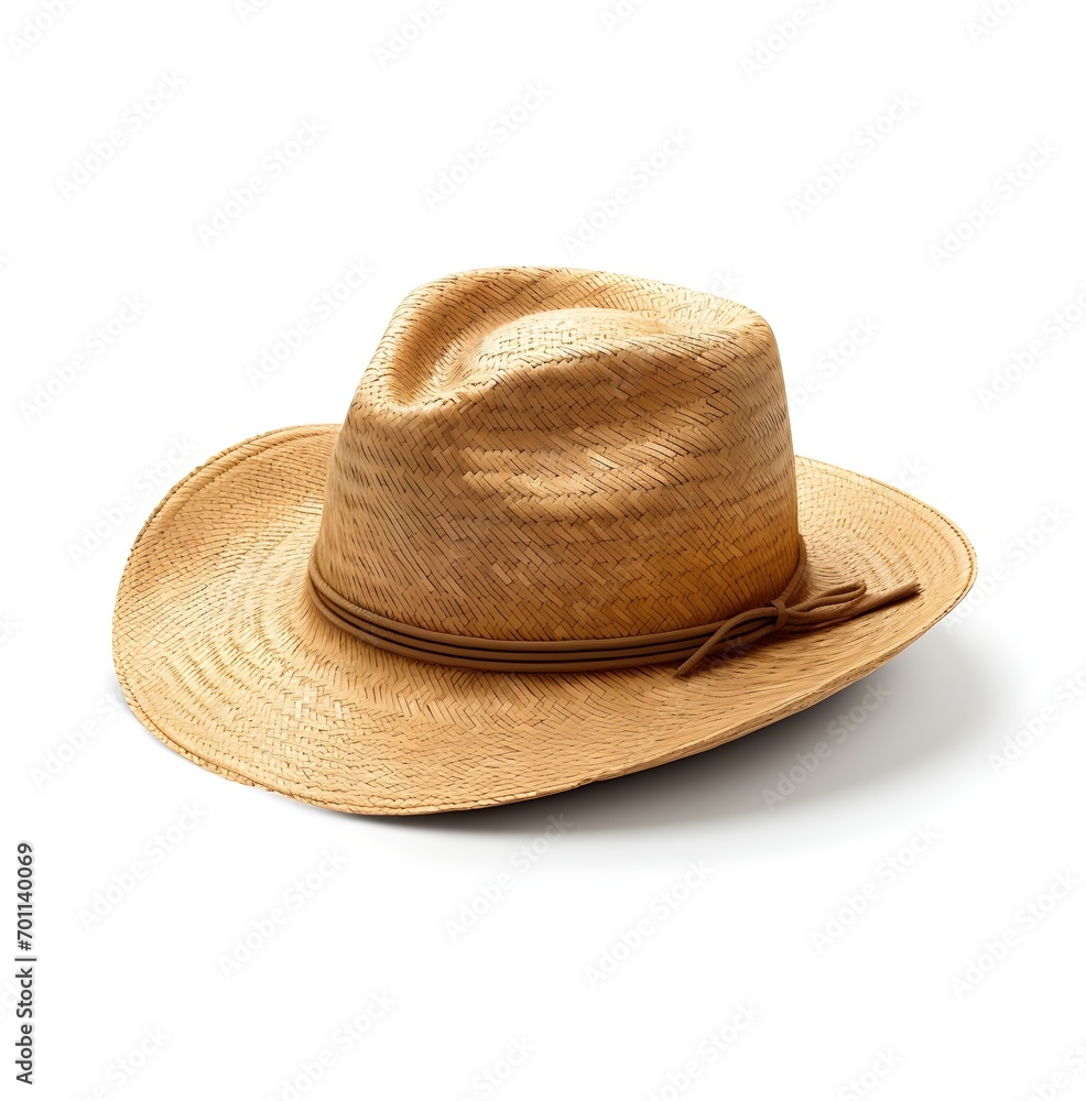 Straw hat isolated on white. Generative AI