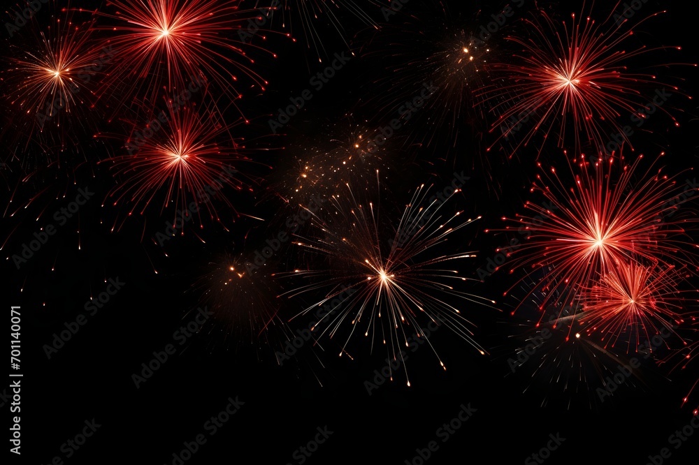 Fototapeta premium Fireworks on black background. Generative AI