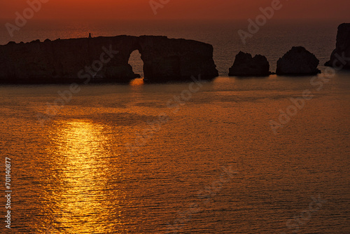 Sunset at the island of Sfaktiria near the town of Pylos in Peloponnese, Greece photo