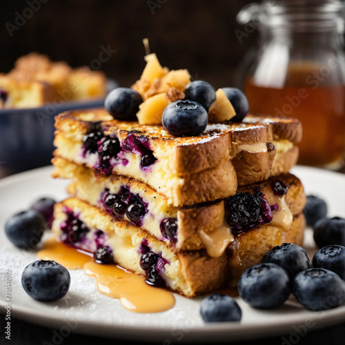 Blueberry-Burst French Toast - Sweet Cream & Berry Pockets