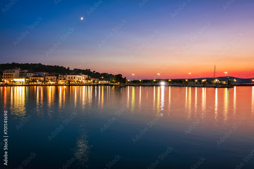 Panoramic view of the famous coastal town of Pylos. It is one of the most popular tourist destinations in Peloponnese.