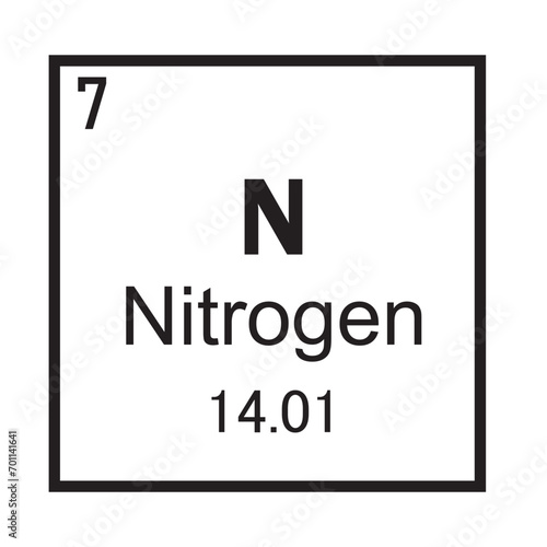 Nitrogen chemical element symbol ,Vector Image Illustration Isolated On White Background