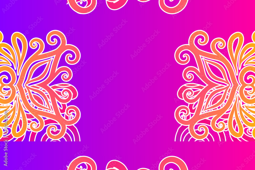 Luxurious frame vector design with aesthetic batik ethnic dayak flowers line art pattern