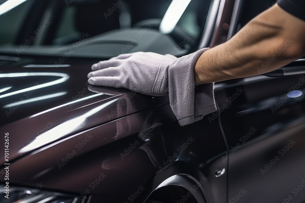 Professional Auto Detailer Polishing a Luxury Car to Perfection