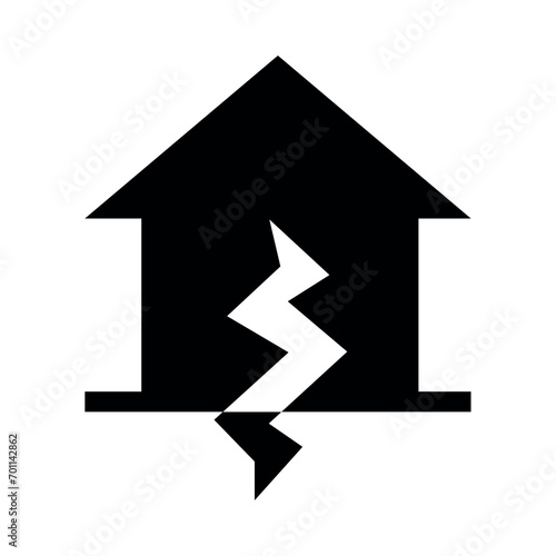 earthquake damage house icon