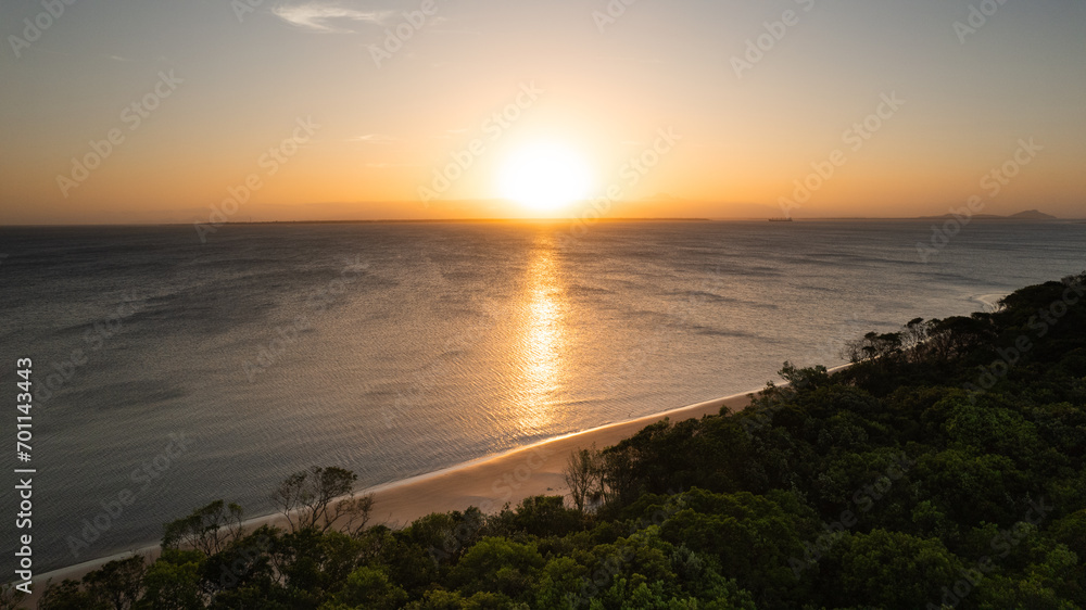 Ilha do Mel - Paraná. Aerial view of the Conchas lighthouse and beaches of Ilha do Mel