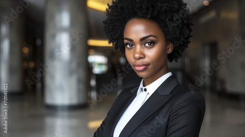 African american businesswoman in suit.