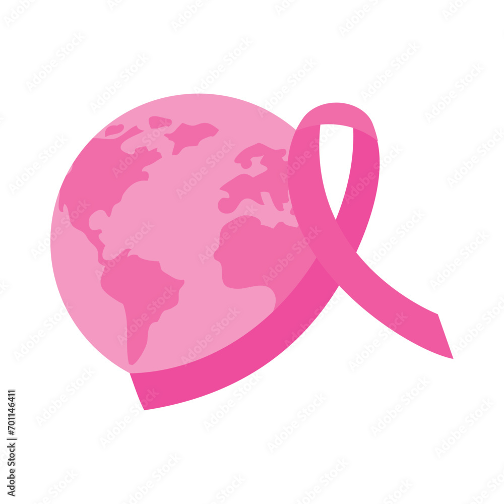 world cancer day world and ribbon