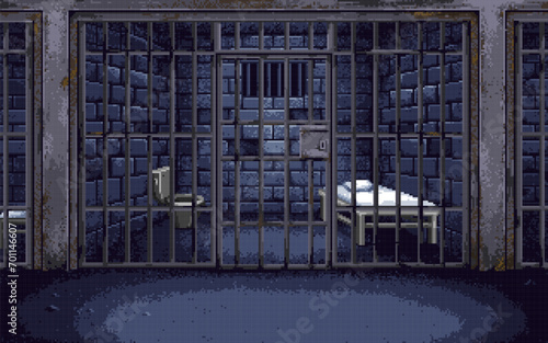 Pixel art illustration Jail Prison background. Pixelated Prison. Police Jail Prison Background
pixelated for the pixel art game and icon for website and video game. old school retro.