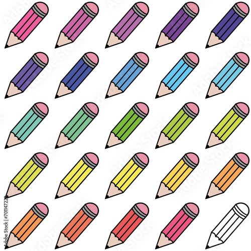 Iconos de lápices de multiples colores