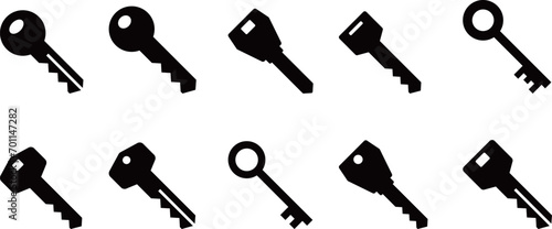 鍵のシルエットアイコンセット