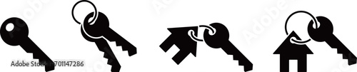 家の鍵のシルエットアイコンセット