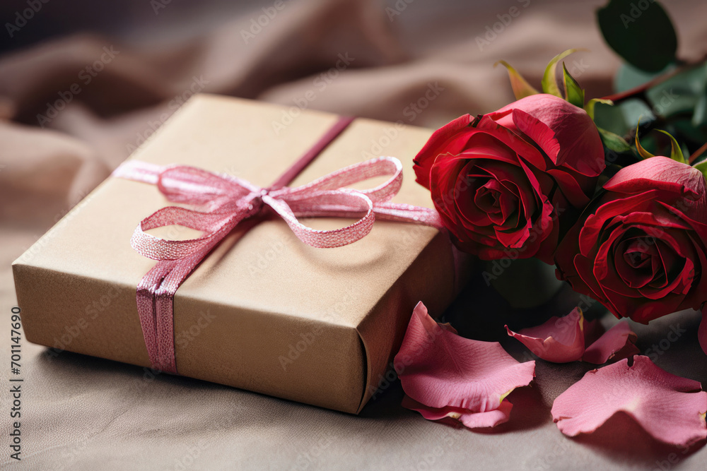 Gift box and rose. Valentine's Day. Gift box and rose. Valentine's Day.